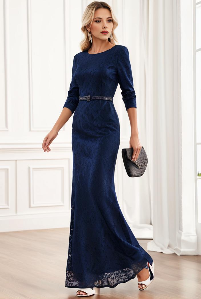 3 4 sleeve bodycon plunging back sequin evening dress 136245