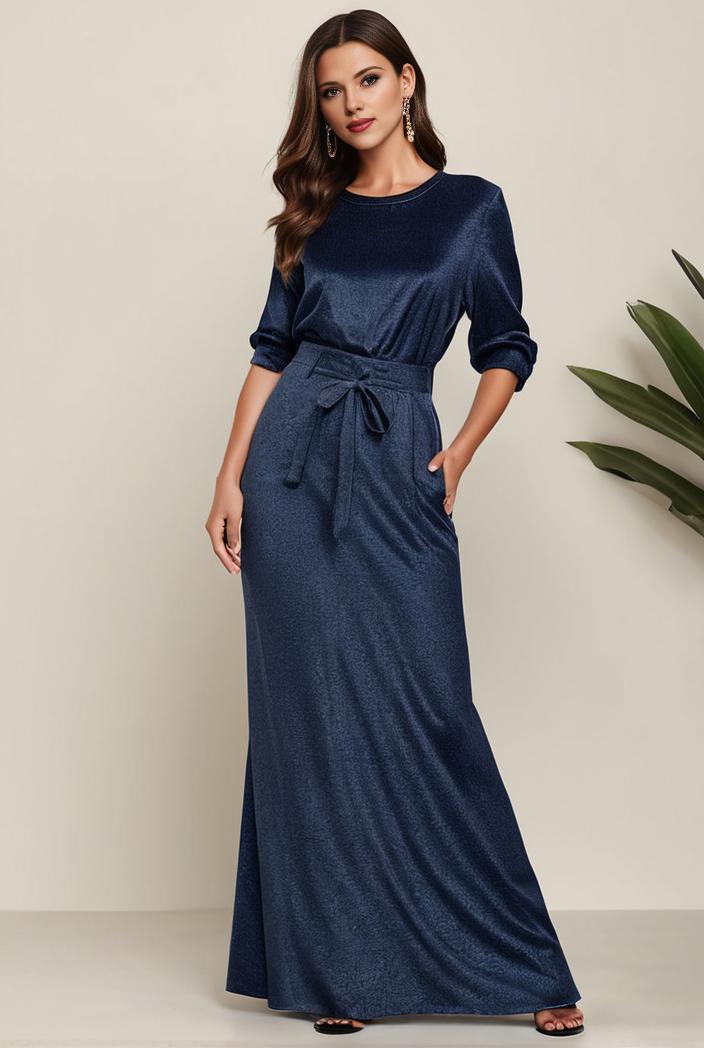 3 4 sleeve bodycon plunging back sequin evening dress 136249