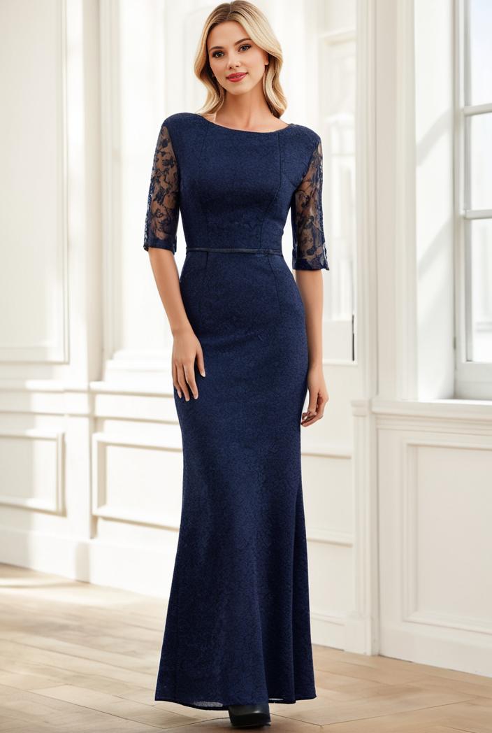 3 4 sleeve bodycon plunging back sequin evening dress 136283