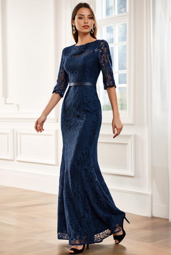 3 4 sleeve bodycon plunging back sequin evening dress 105889