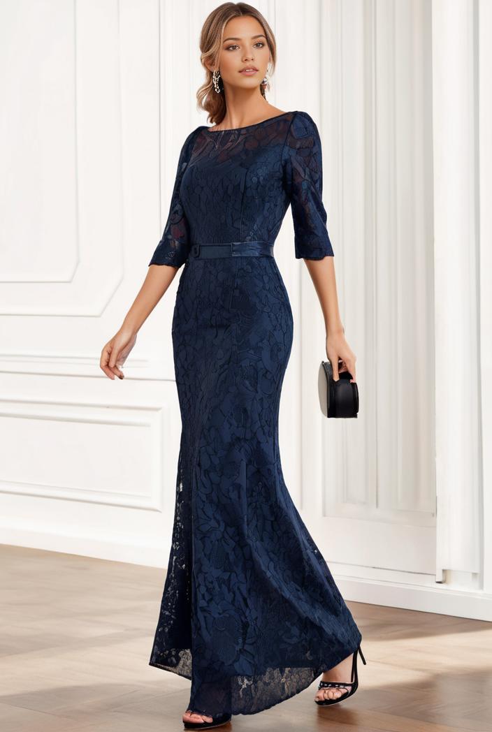 3 4 sleeve bodycon plunging back sequin evening dress 105890