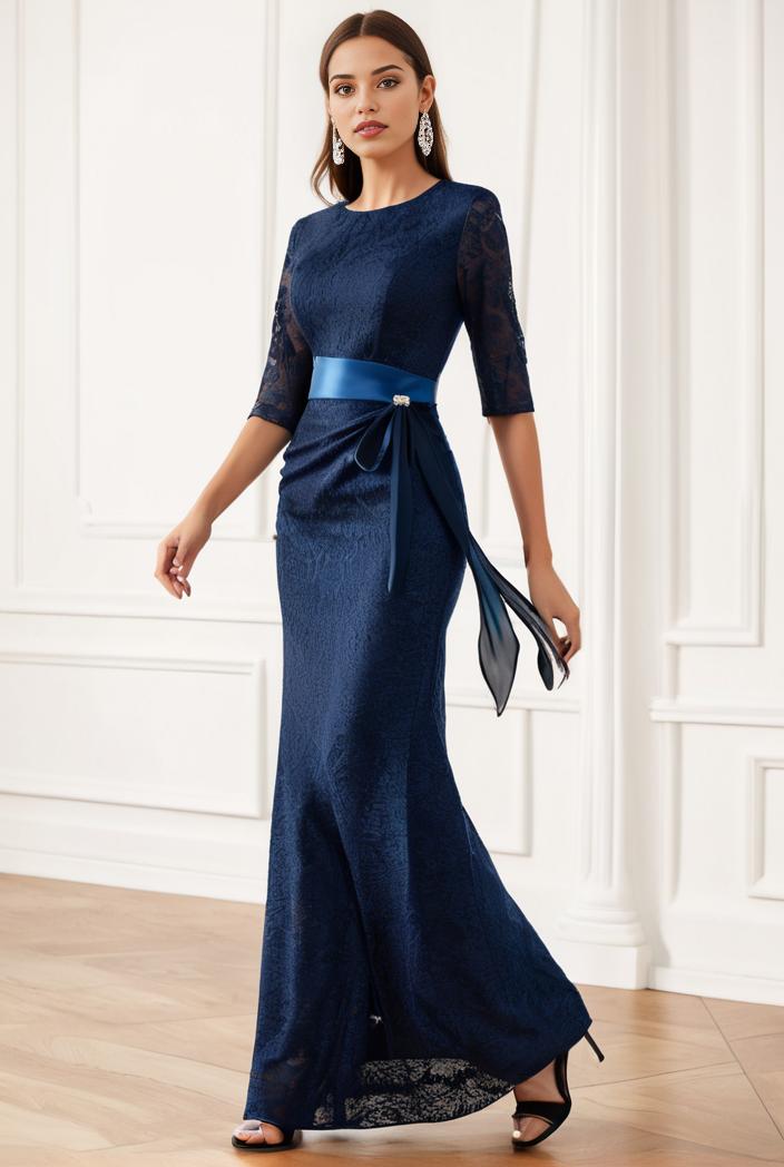 3 4 sleeve bodycon plunging back sequin evening dress 105892