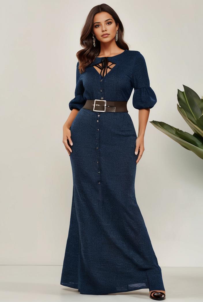 3 4 sleeve bodycon plunging back sequin evening dress 105898