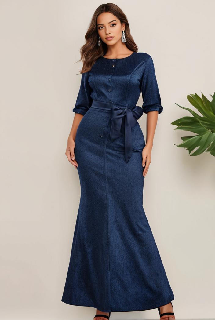 3 4 sleeve bodycon plunging back sequin evening dress 105901