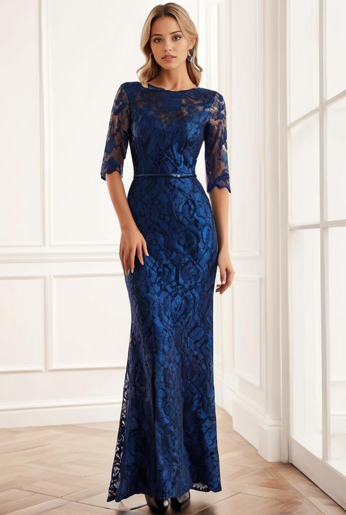 3 4 sleeve bodycon plunging back sequin evening dress 105928