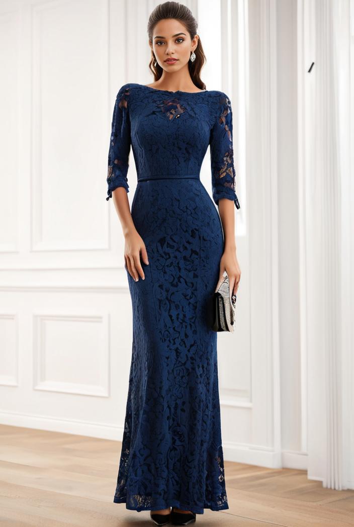 3 4 sleeve bodycon plunging back sequin evening dress 105929