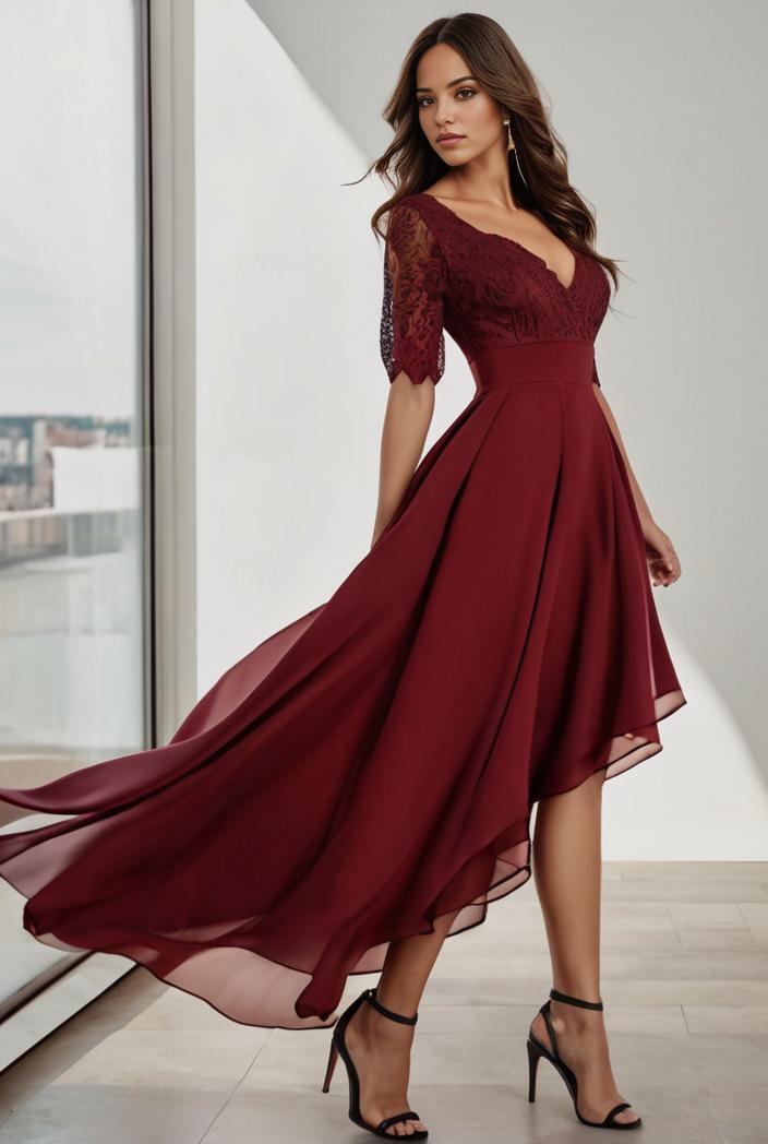 3 4 sleeve sheer sequin stripe high low hem evening dress 105975