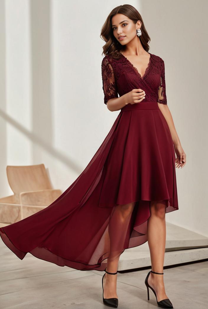 3 4 sleeve sheer sequin stripe high low hem evening dress 105976