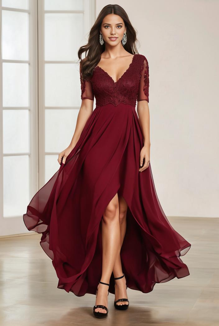 3 4 sleeve sheer sequin stripe high low hem evening dress 106003