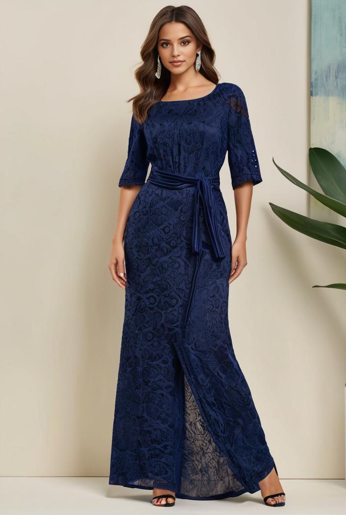 3 4 sleeve bodycon plunging back sequin evening dress 149744