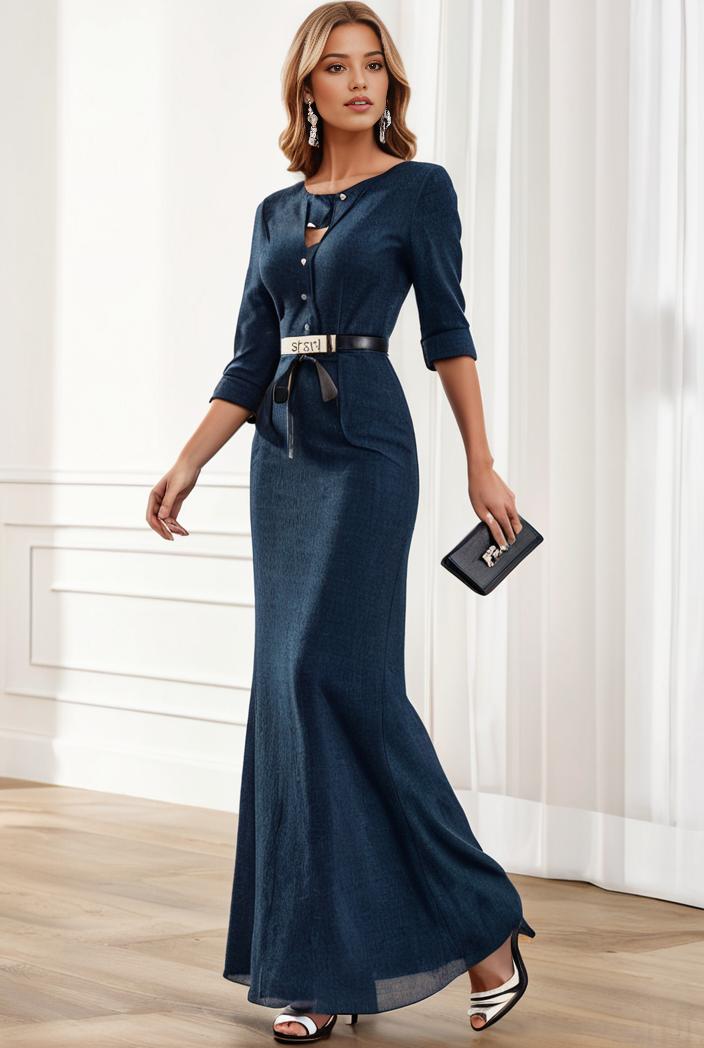 3 4 sleeve bodycon plunging back sequin evening dress 116170