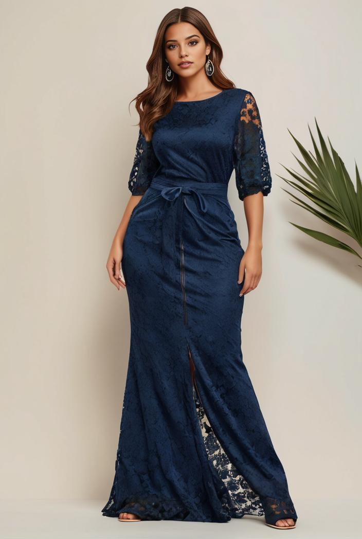 3 4 sleeve bodycon plunging back sequin evening dress 116182