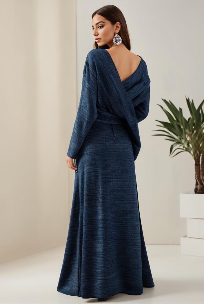 3 4 sleeve bodycon plunging back sequin evening dress 116200