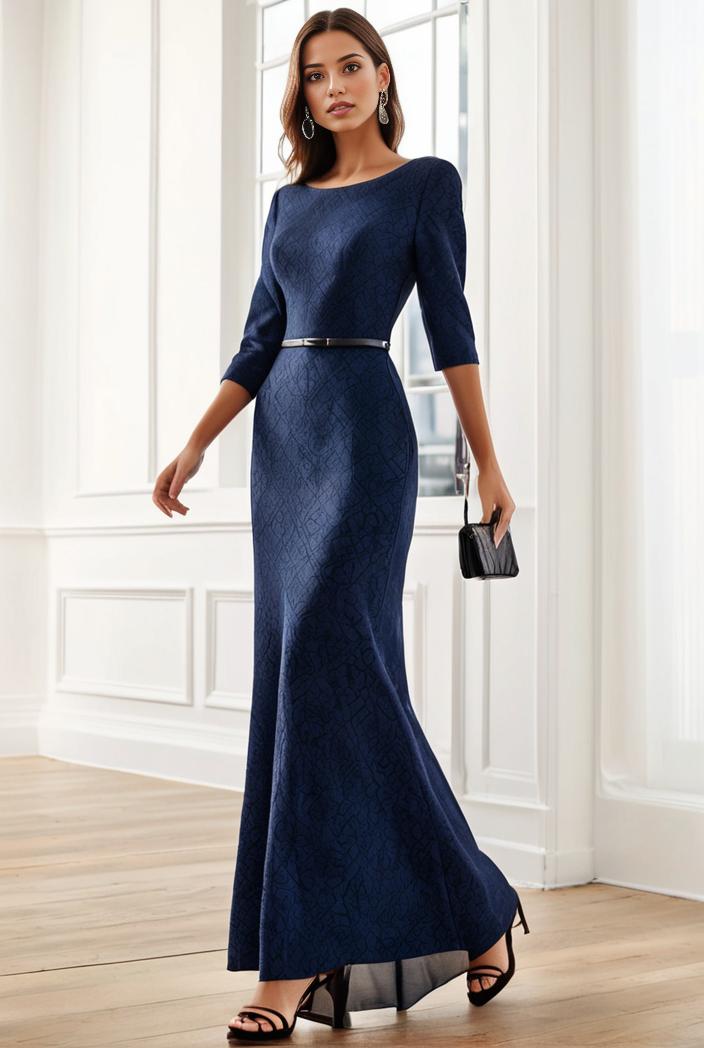 3 4 sleeve bodycon plunging back sequin evening dress 125741