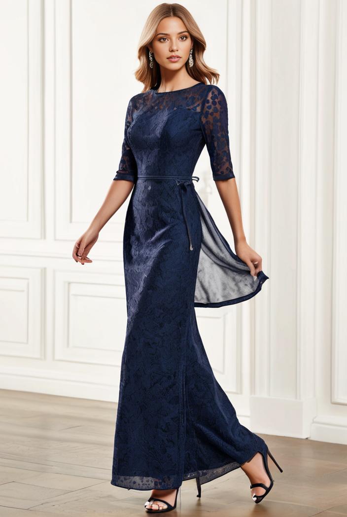 3 4 sleeve bodycon plunging back sequin evening dress 125744