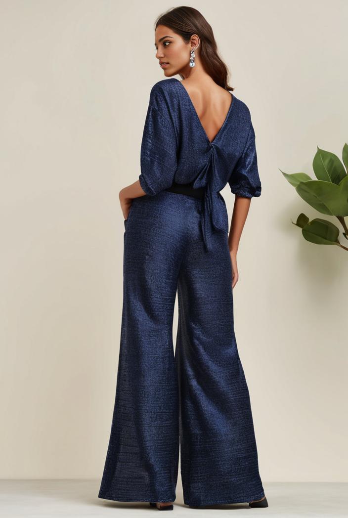 3 4 sleeve bodycon plunging back sequin evening dress 125761