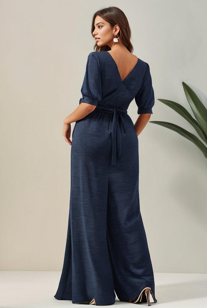 3 4 sleeve bodycon plunging back sequin evening dress 125765