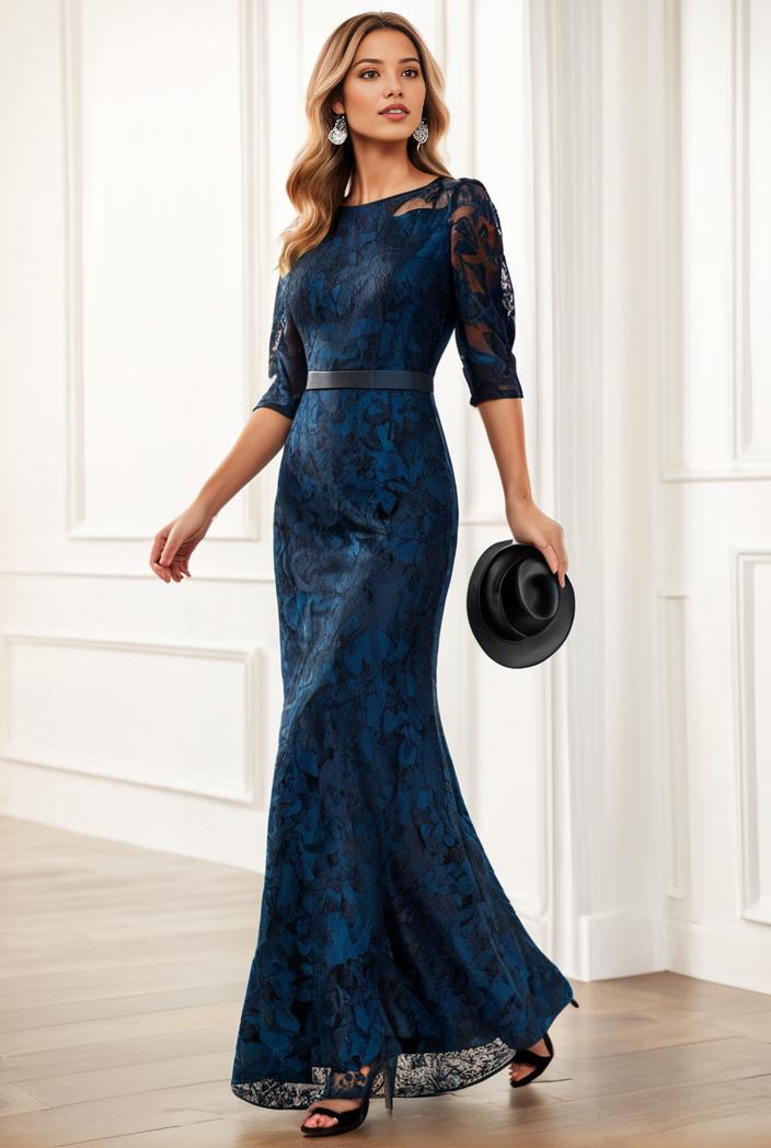 3 4 sleeve bodycon plunging back sequin evening dress 119563