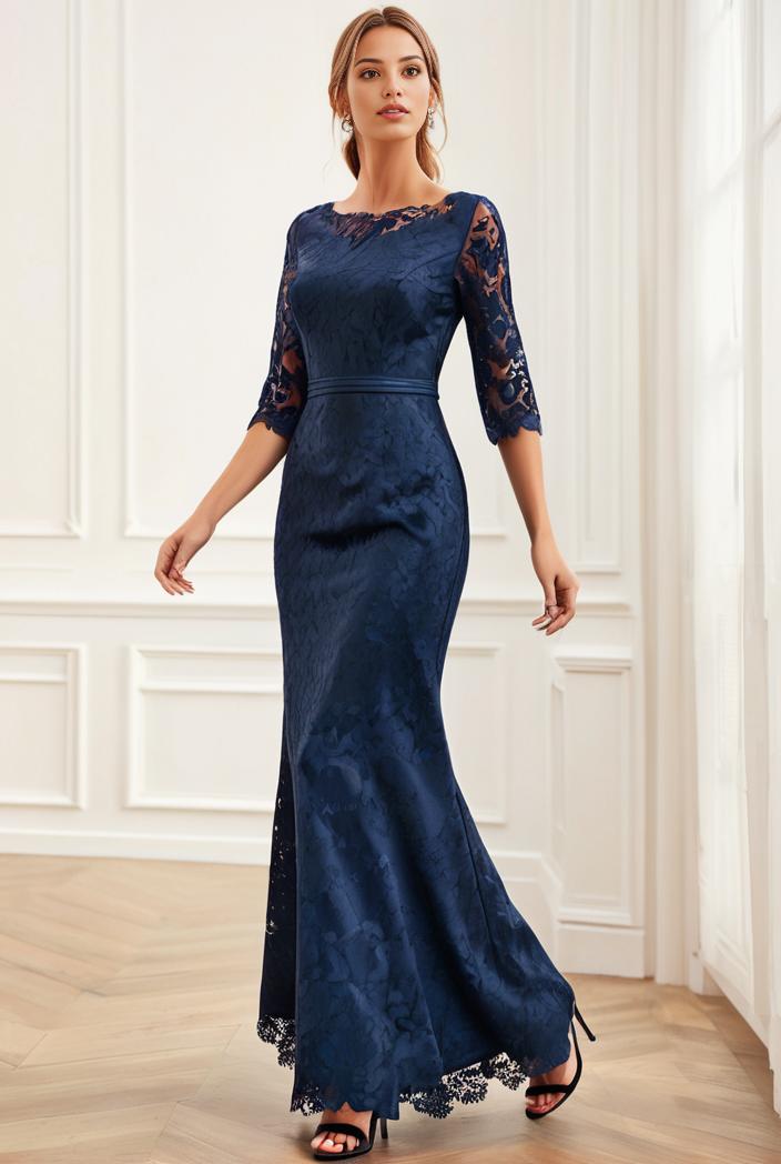 3 4 sleeve bodycon plunging back sequin evening dress 119565