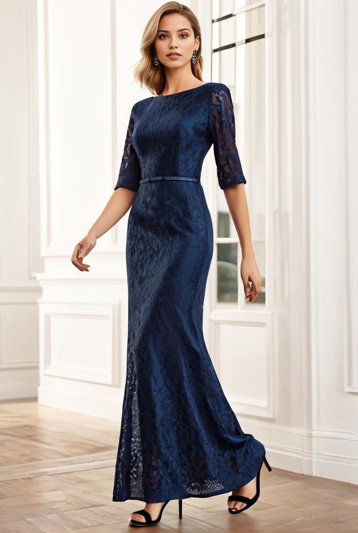 3 4 sleeve bodycon plunging back sequin evening dress 119570