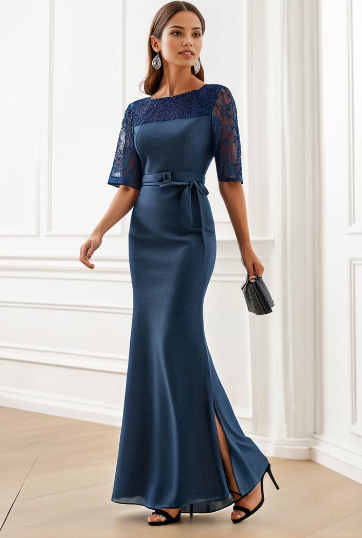 3 4 sleeve bodycon plunging back sequin evening dress 119569