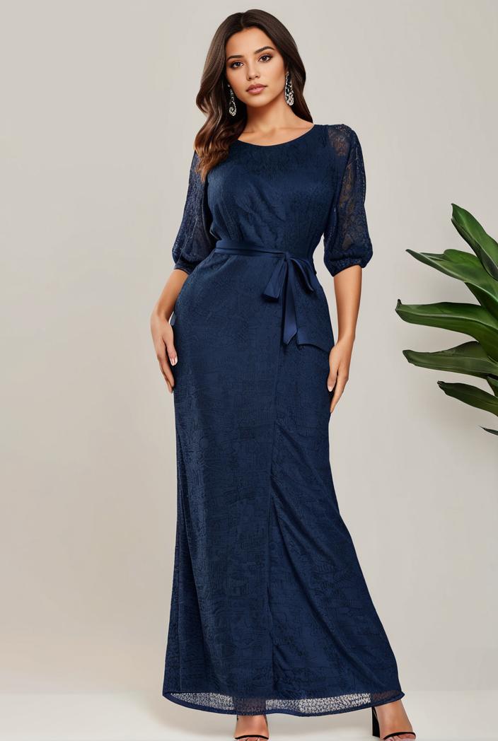 3 4 sleeve bodycon plunging back sequin evening dress 119578