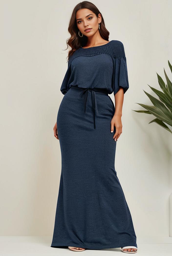 3 4 sleeve bodycon plunging back sequin evening dress 119577