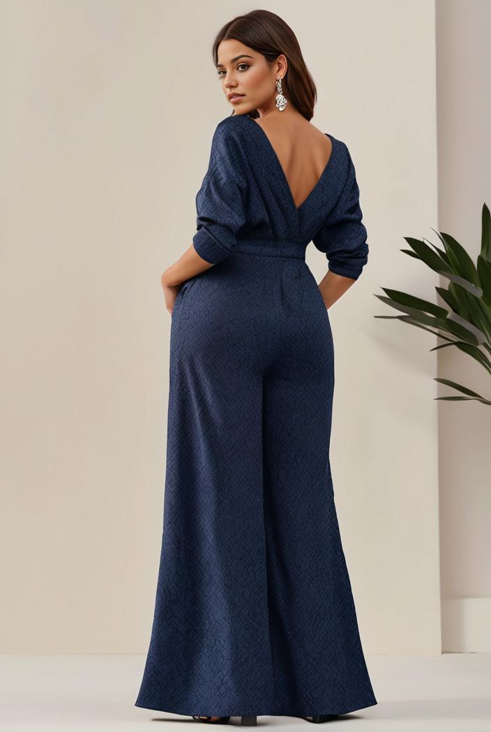 3 4 sleeve bodycon plunging back sequin evening dress 119591