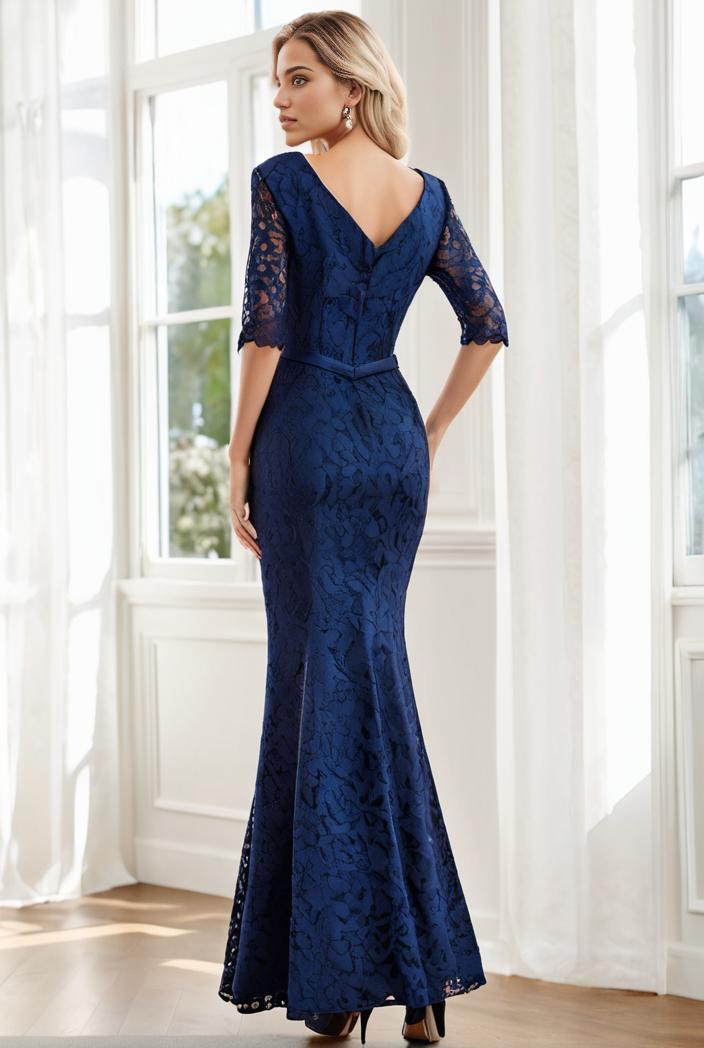 3 4 sleeve bodycon plunging back sequin evening dress 119595