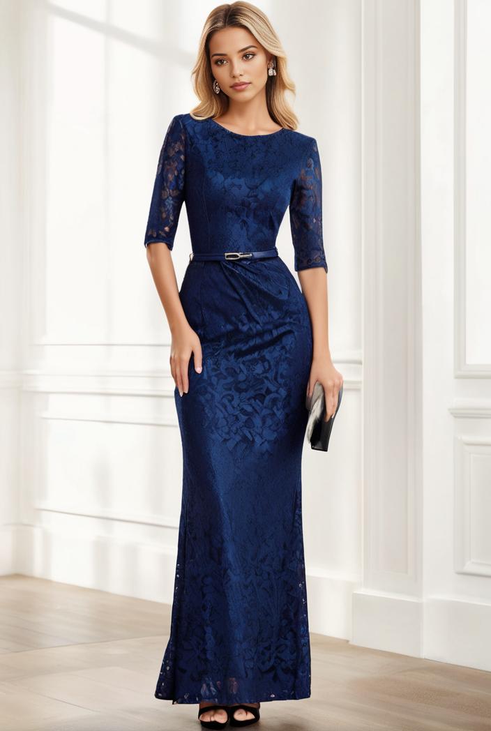 3 4 sleeve bodycon plunging back sequin evening dress 119604