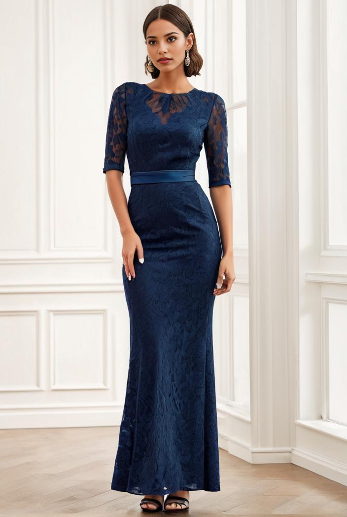 3 4 sleeve bodycon plunging back sequin evening dress 119607