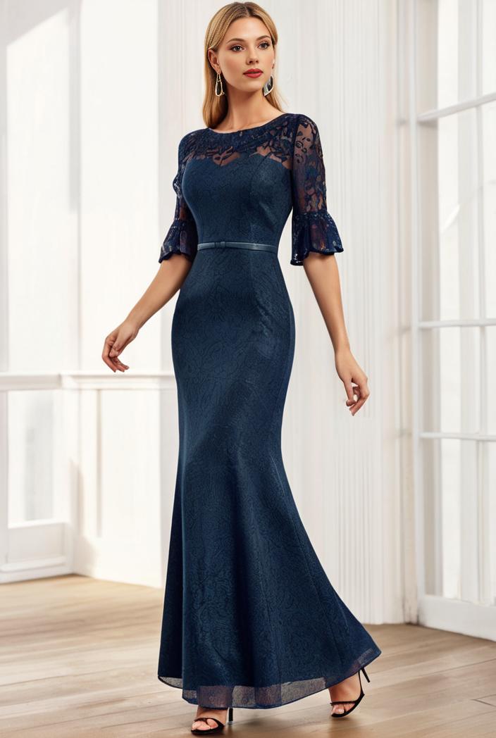 3 4 sleeve bodycon plunging back sequin evening dress 131487
