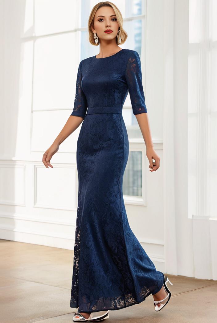3 4 sleeve bodycon plunging back sequin evening dress 131488