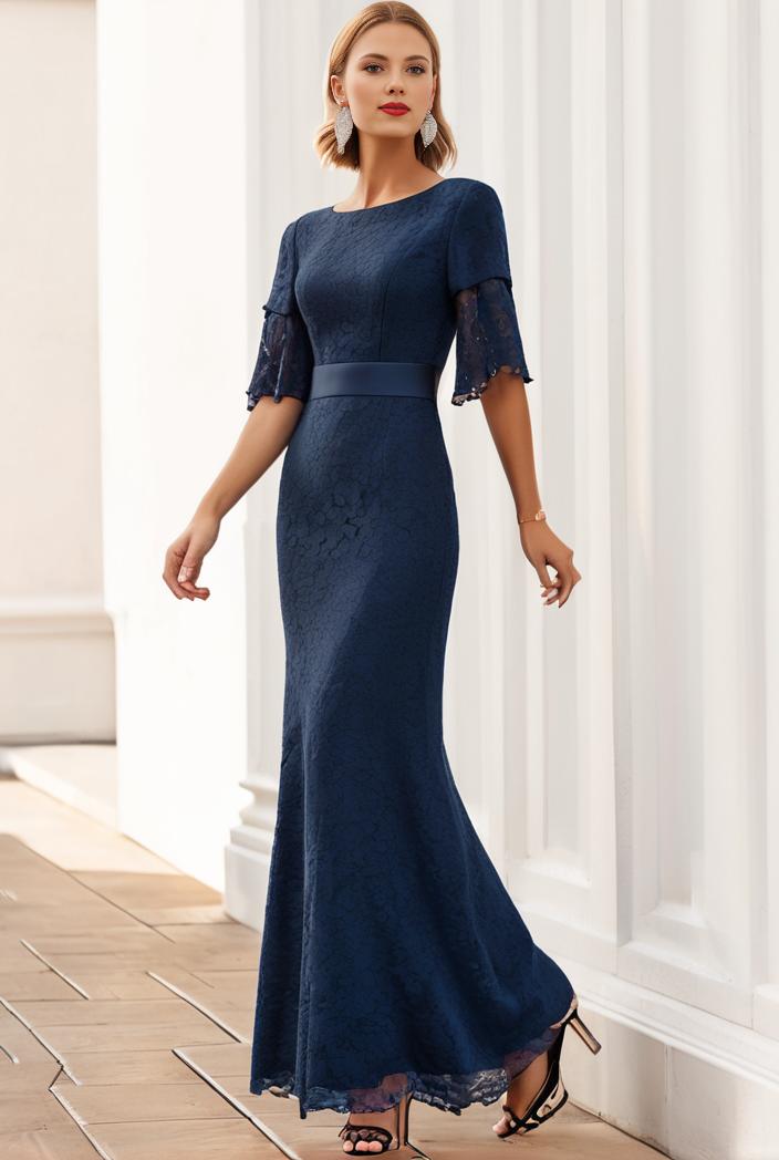 3 4 sleeve bodycon plunging back sequin evening dress 131491