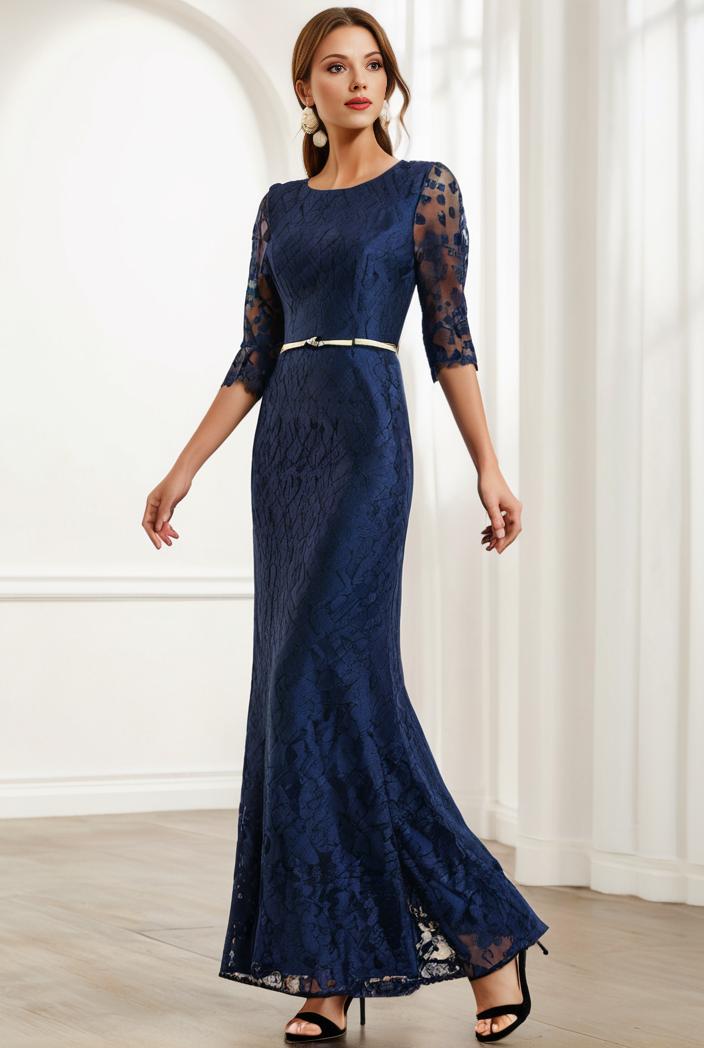 3 4 sleeve bodycon plunging back sequin evening dress 131494