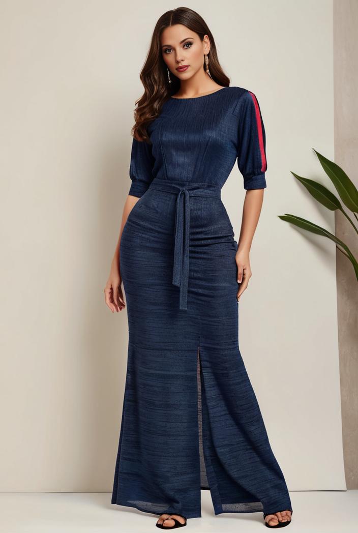 3 4 sleeve bodycon plunging back sequin evening dress 131501