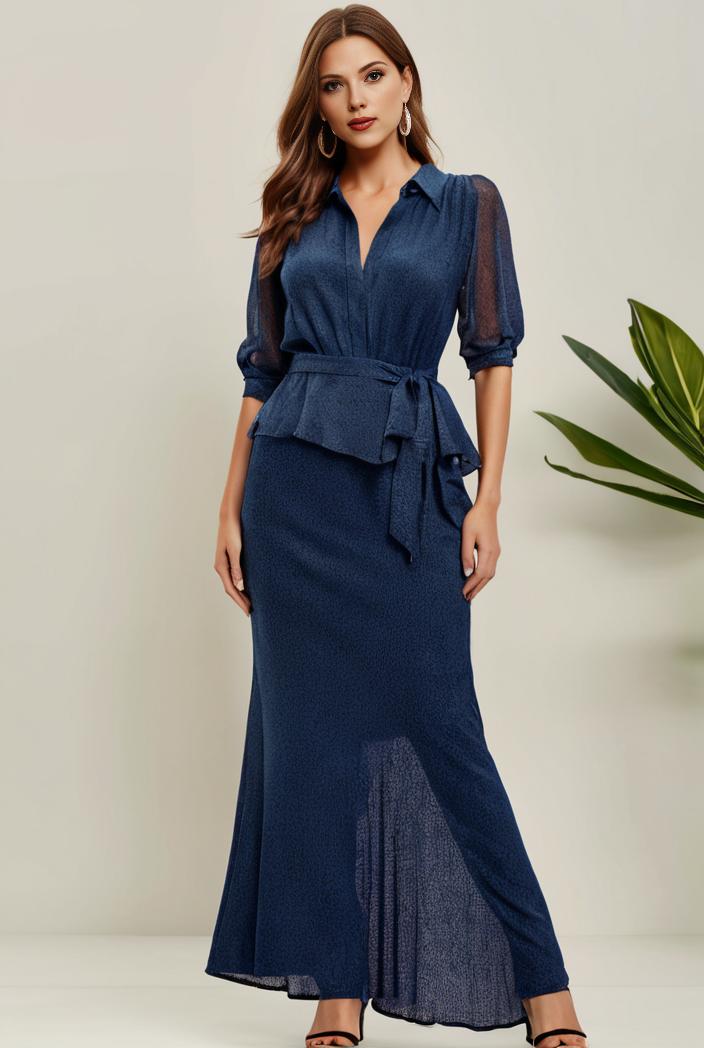 3 4 sleeve bodycon plunging back sequin evening dress 131502