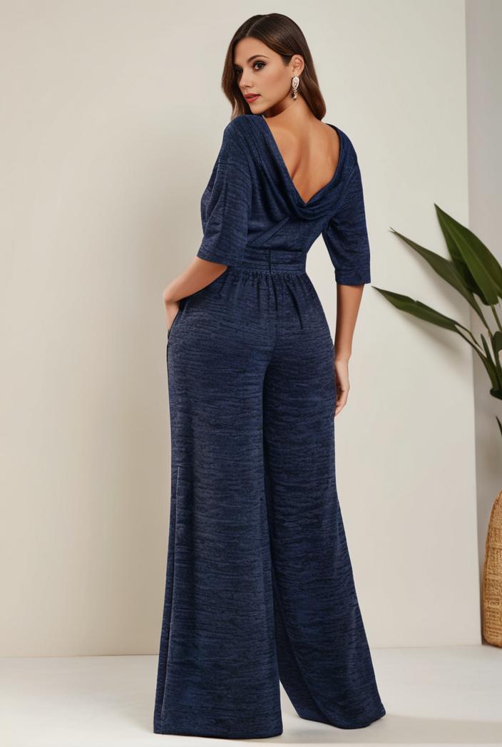 3 4 sleeve bodycon plunging back sequin evening dress 131517