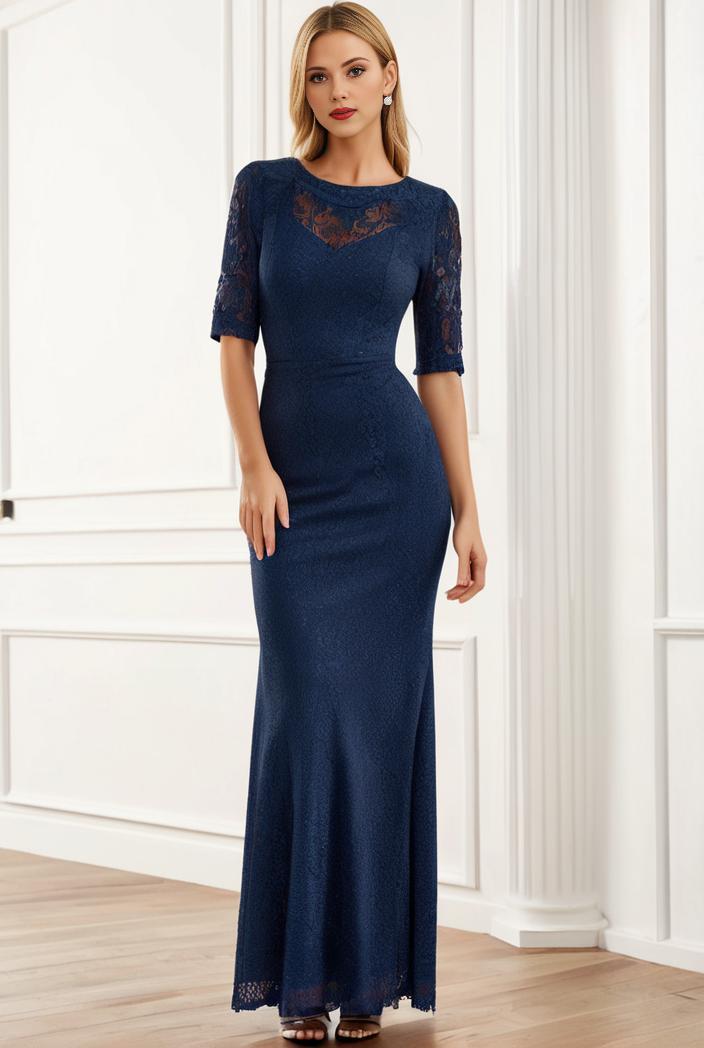 3 4 sleeve bodycon plunging back sequin evening dress 131527