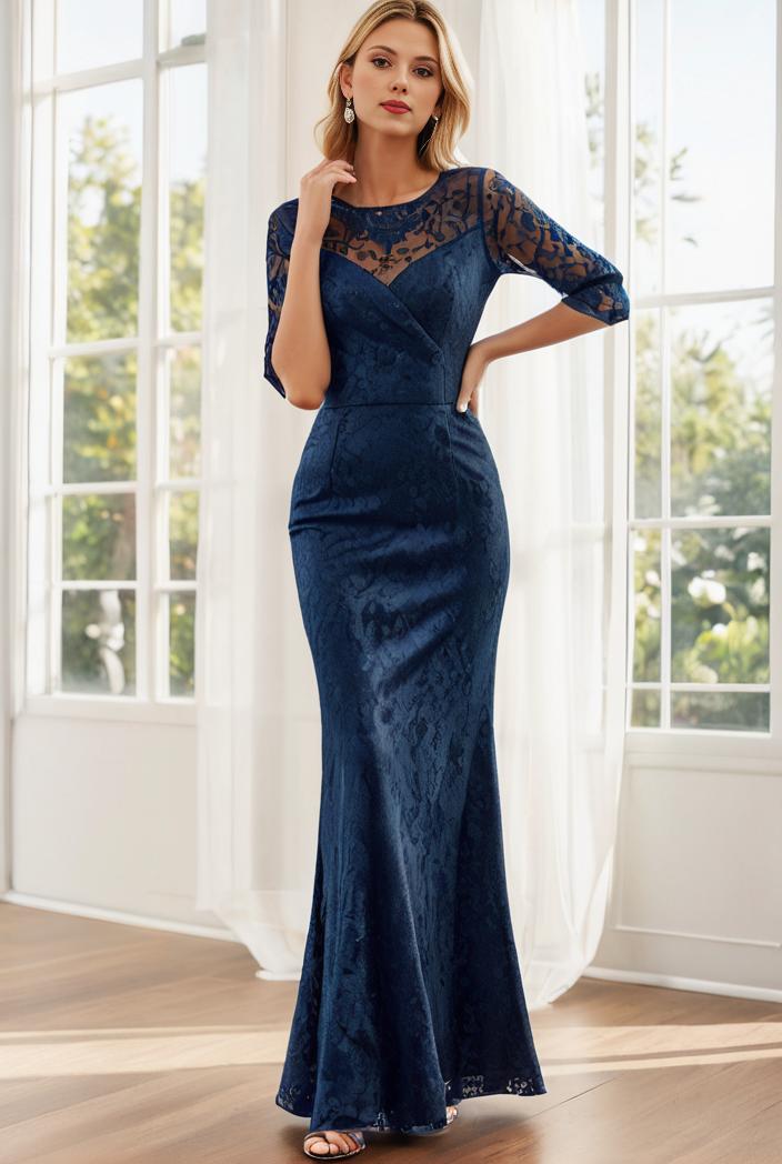 3 4 sleeve bodycon plunging back sequin evening dress 131535
