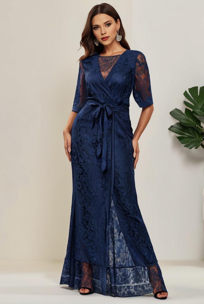 3 4 sleeve bodycon plunging back sequin evening dress 125368