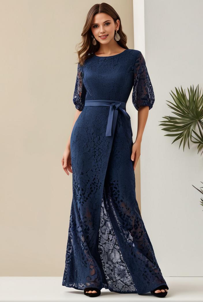 3 4 sleeve bodycon plunging back sequin evening dress 125371