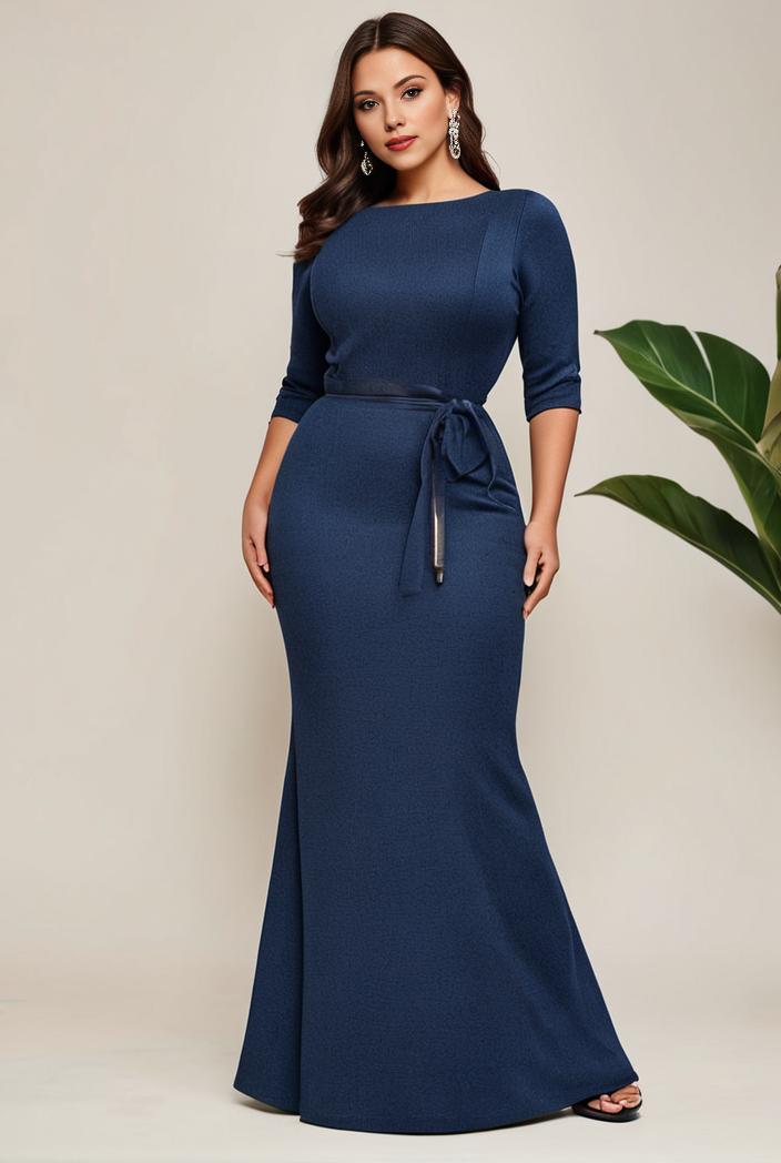 3 4 sleeve bodycon plunging back sequin evening dress 125372