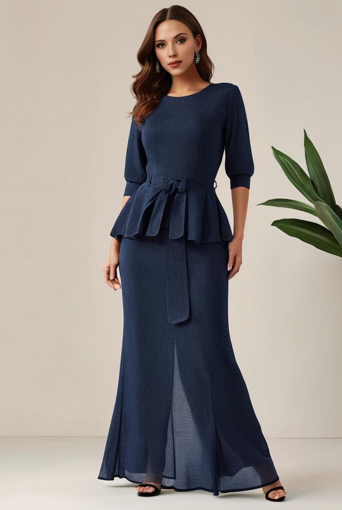 3 4 sleeve bodycon plunging back sequin evening dress 125373