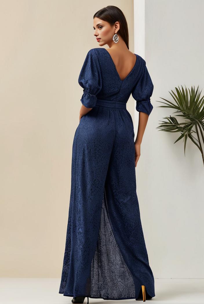 3 4 sleeve bodycon plunging back sequin evening dress 125387