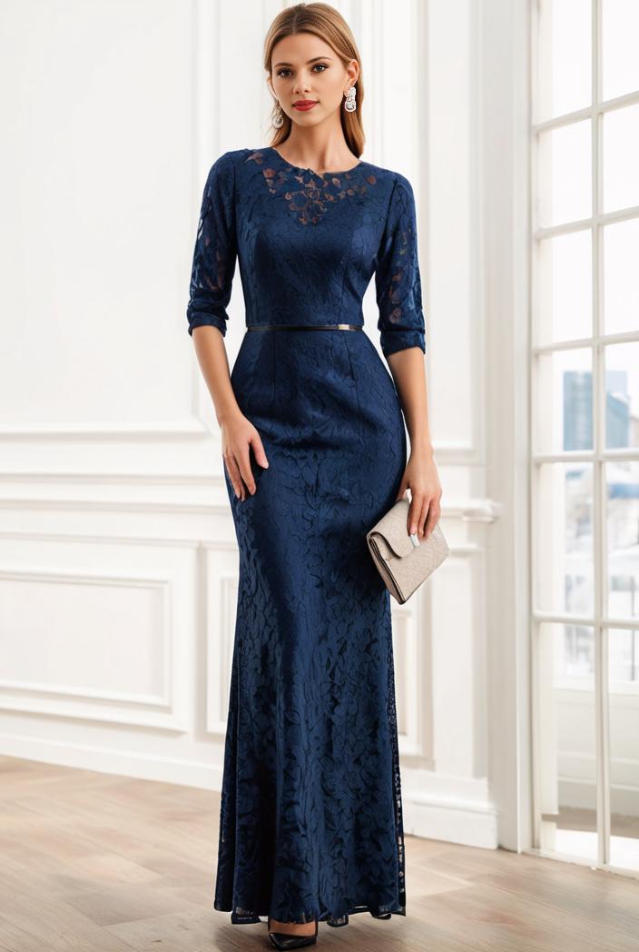 3 4 sleeve bodycon plunging back sequin evening dress 125400