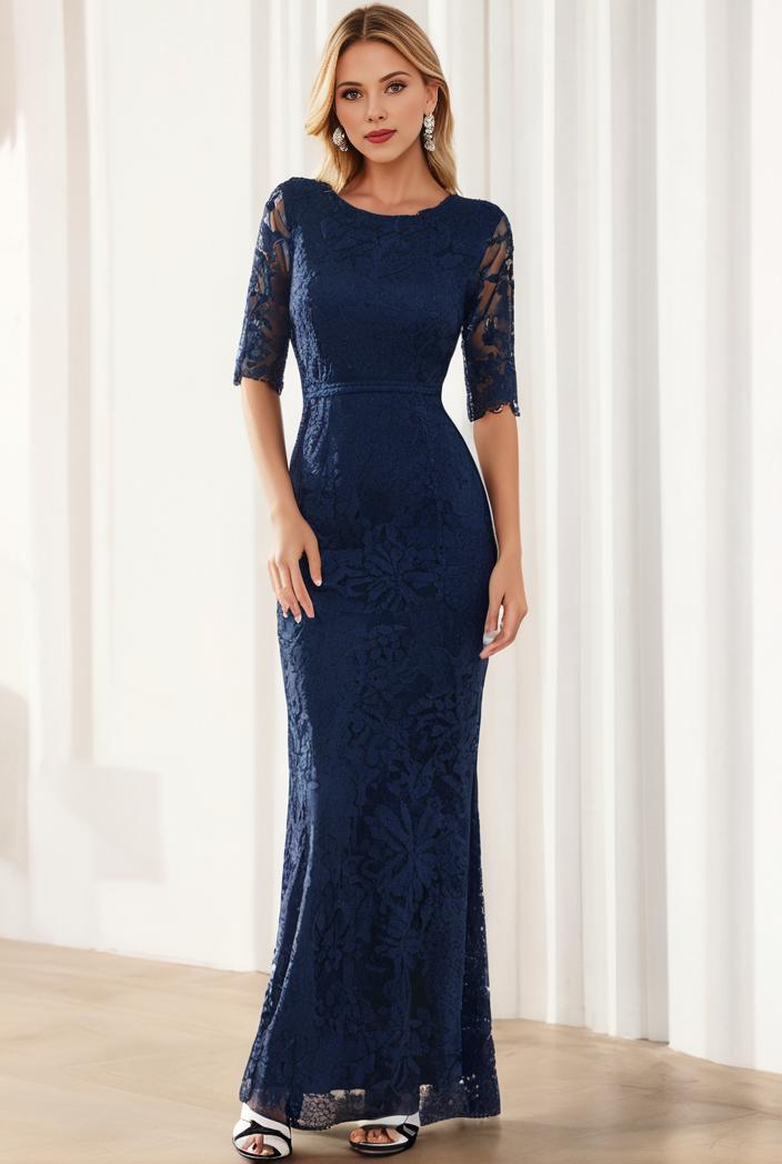 3 4 sleeve bodycon plunging back sequin evening dress 125403