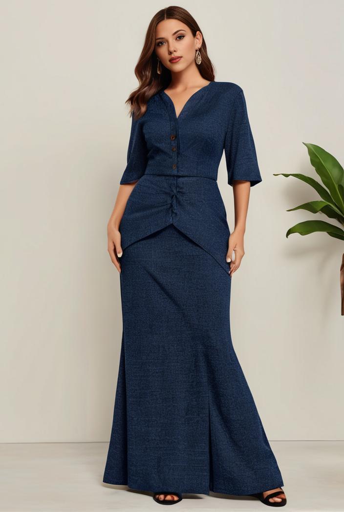 3 4 sleeve bodycon plunging back sequin evening dress 137462