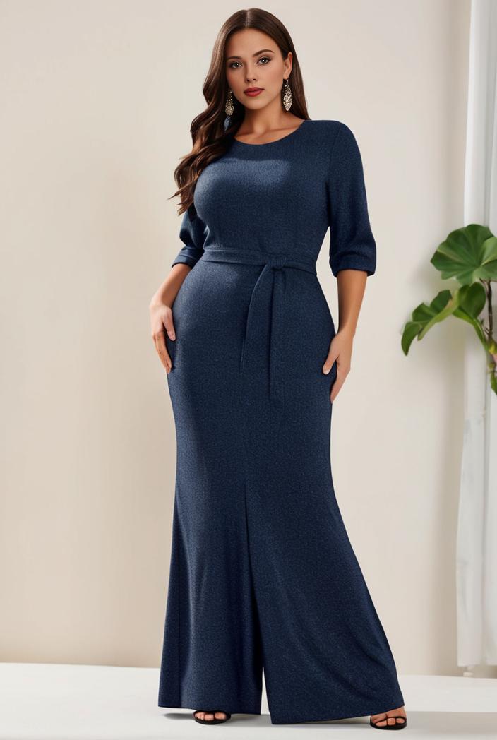3 4 sleeve bodycon plunging back sequin evening dress 137467