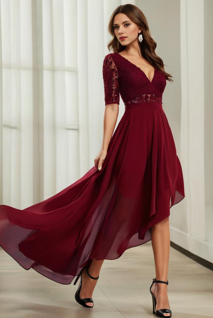 3 4 sleeve sheer sequin stripe high low hem evening dress 137521